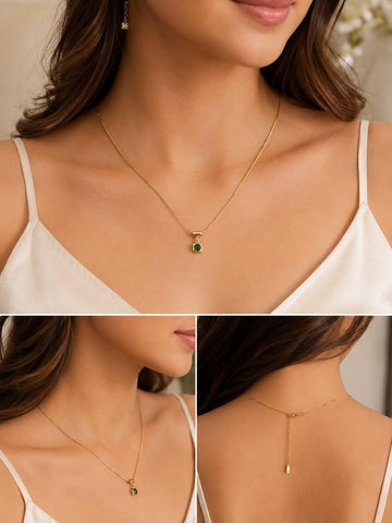 Premium Gold-Plated Green Stone