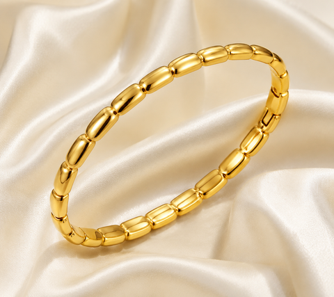 Golden Pebble Link Anti-Tarnish Bangle