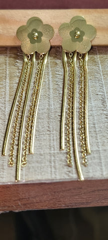 Gold Floral Chain Drop Earrings