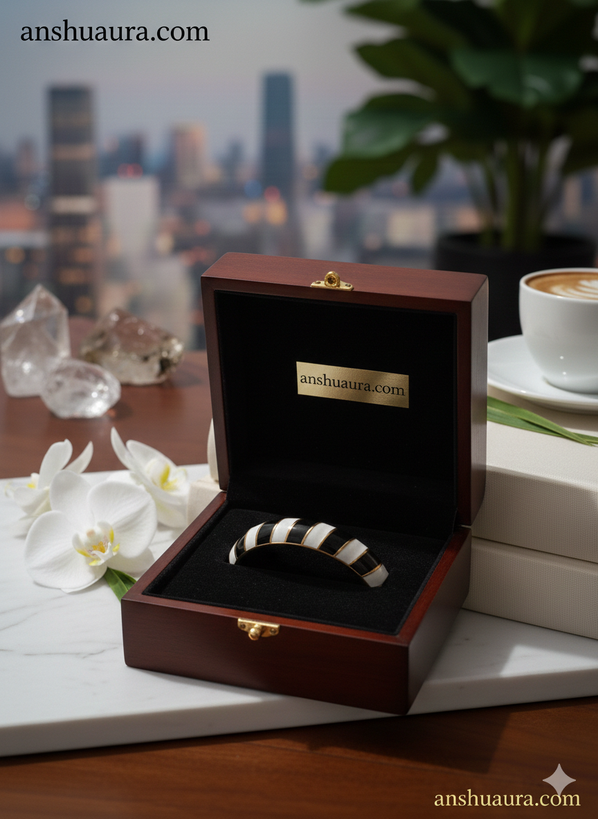 Classic monochrome triped enamel bracelets