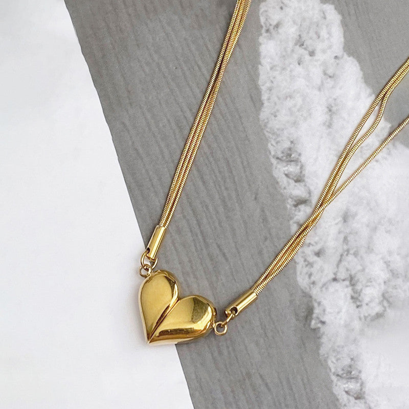 Magnetic Eternal Heart Pendant Necklace - Anti-Tarnish Multi-Strand Luxury Wear