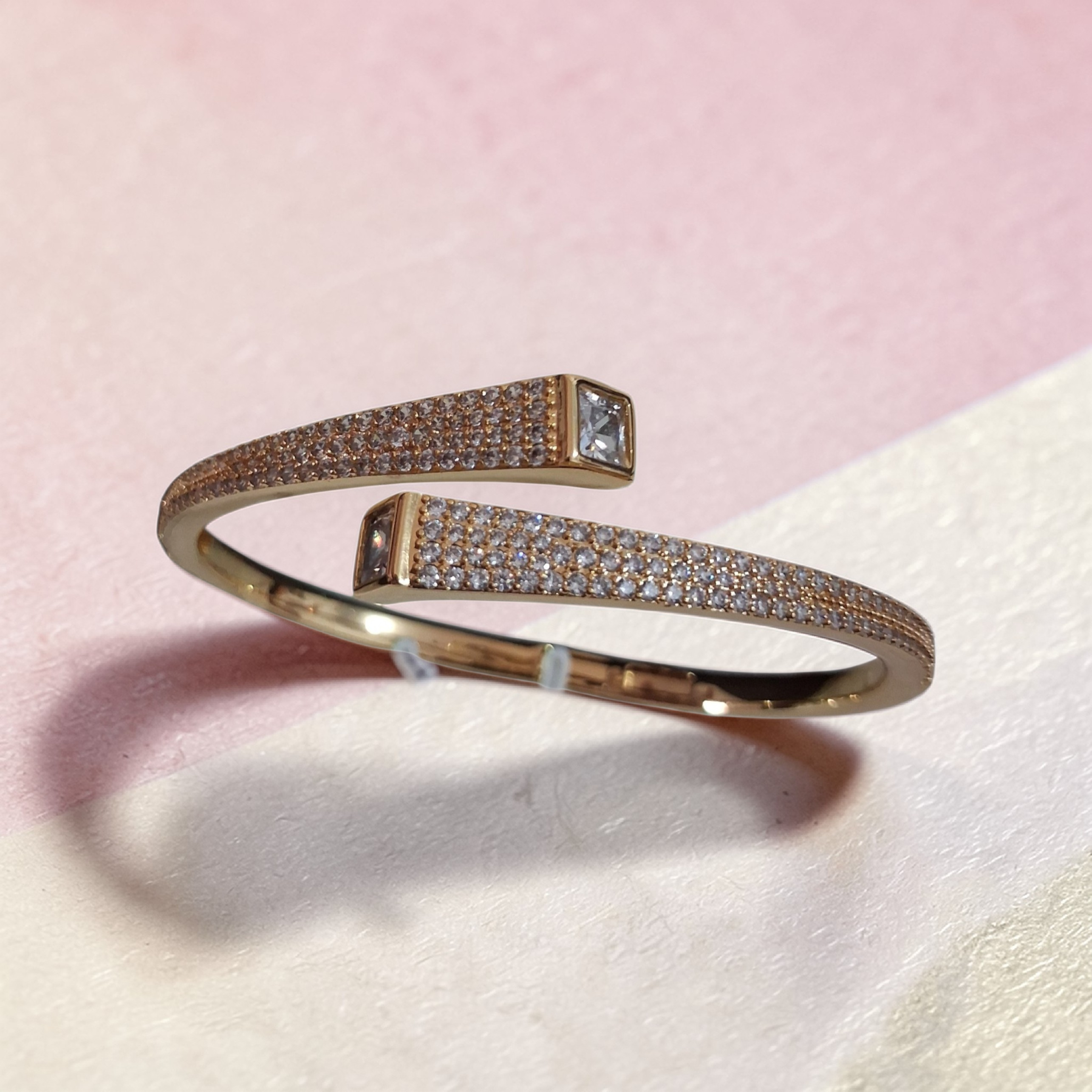 Aurora Glint Pave-Set Bypass Bangle