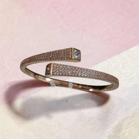 Aurora Glint Pave-Set Bypass Bangle