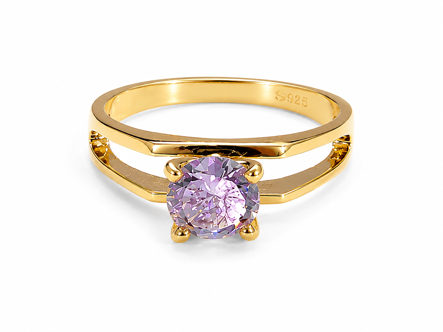 Elegant Solitaire Gold Ring with Brilliant White Stone