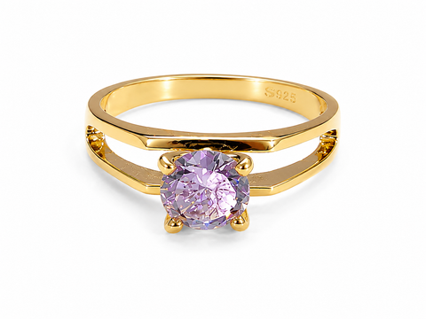Elegant Solitaire Gold Ring with Brilliant White Stone