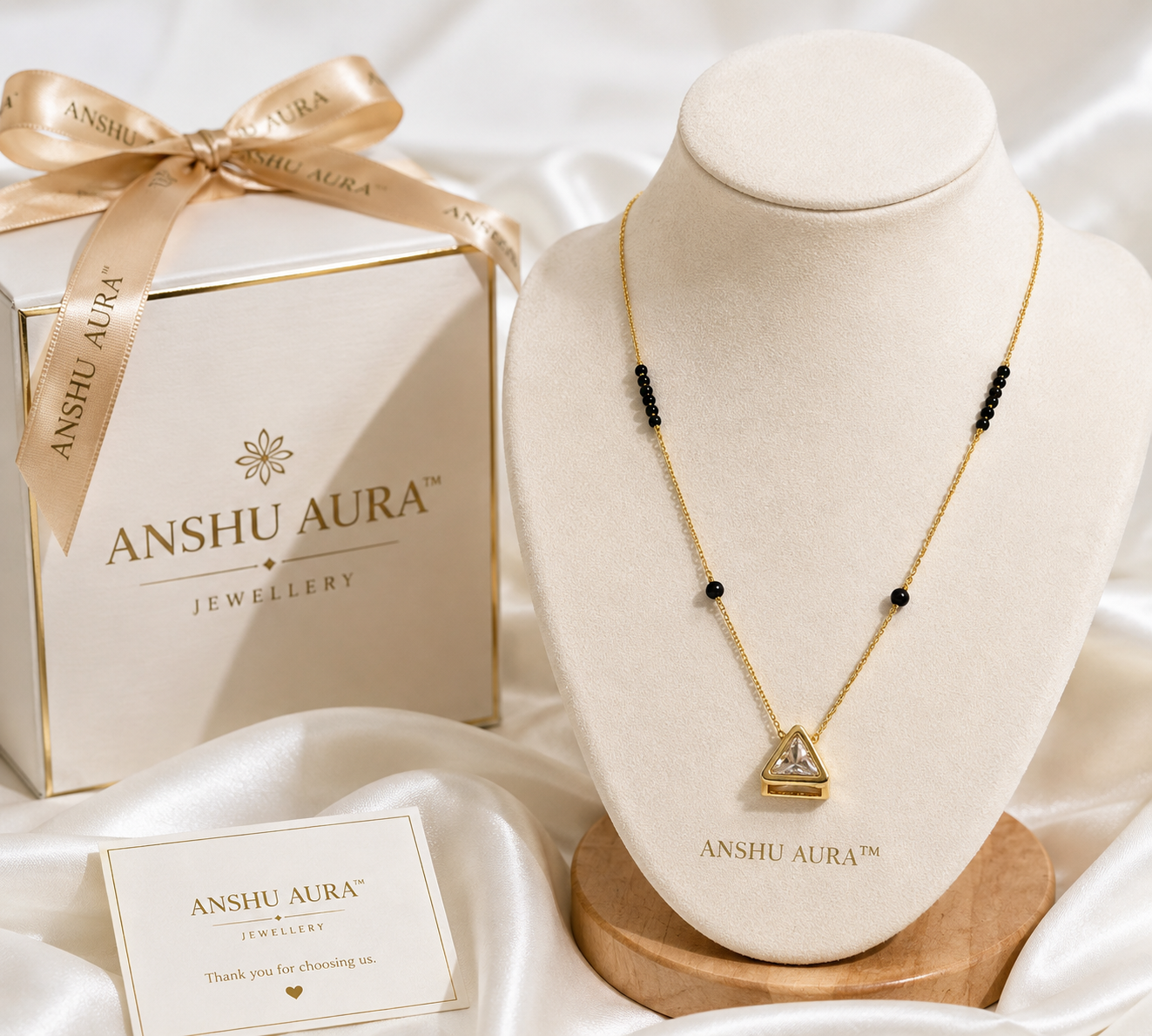Elegant Triangular Black Bead Mangalsutra