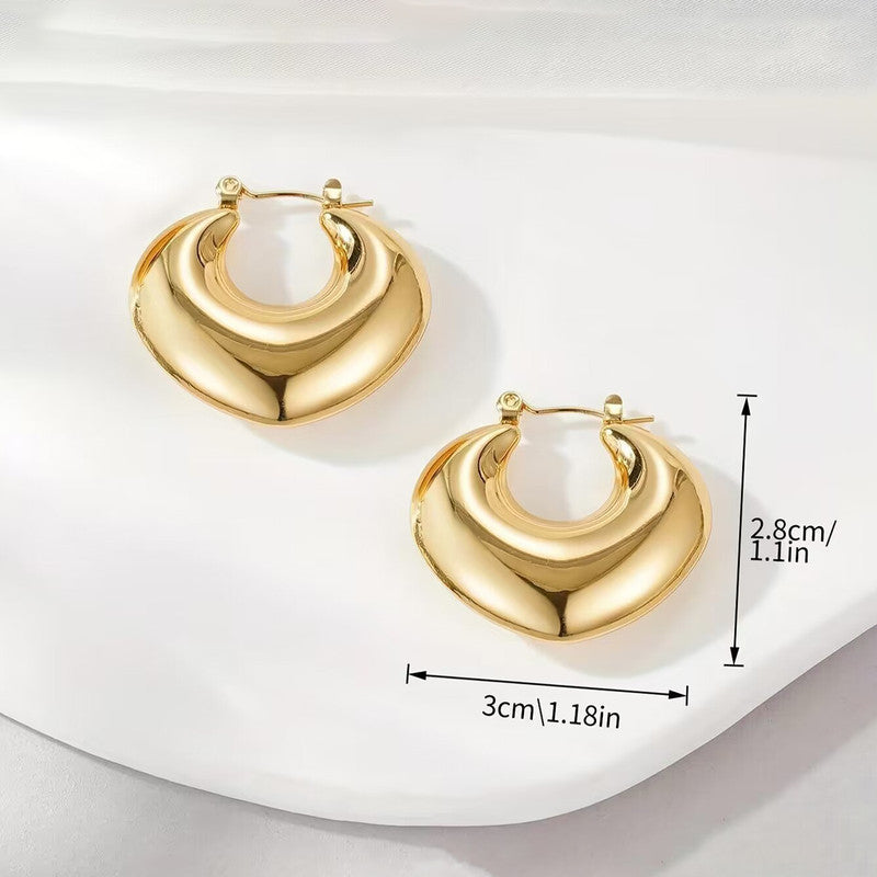 Aurora Chunky Gold Croissant Hoop Earrings - Anti-Tarnish Lifestyle Wear