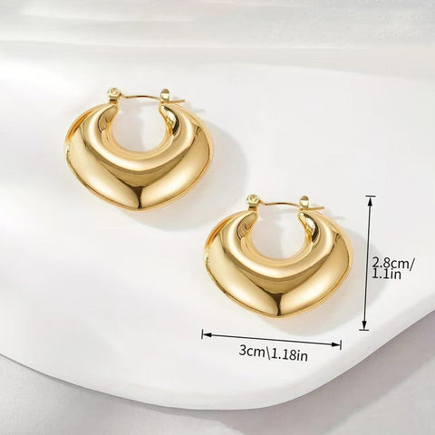 Aurora Chunky Gold Croissant Hoop Earrings - Anti-Tarnish Lifestyle Wear