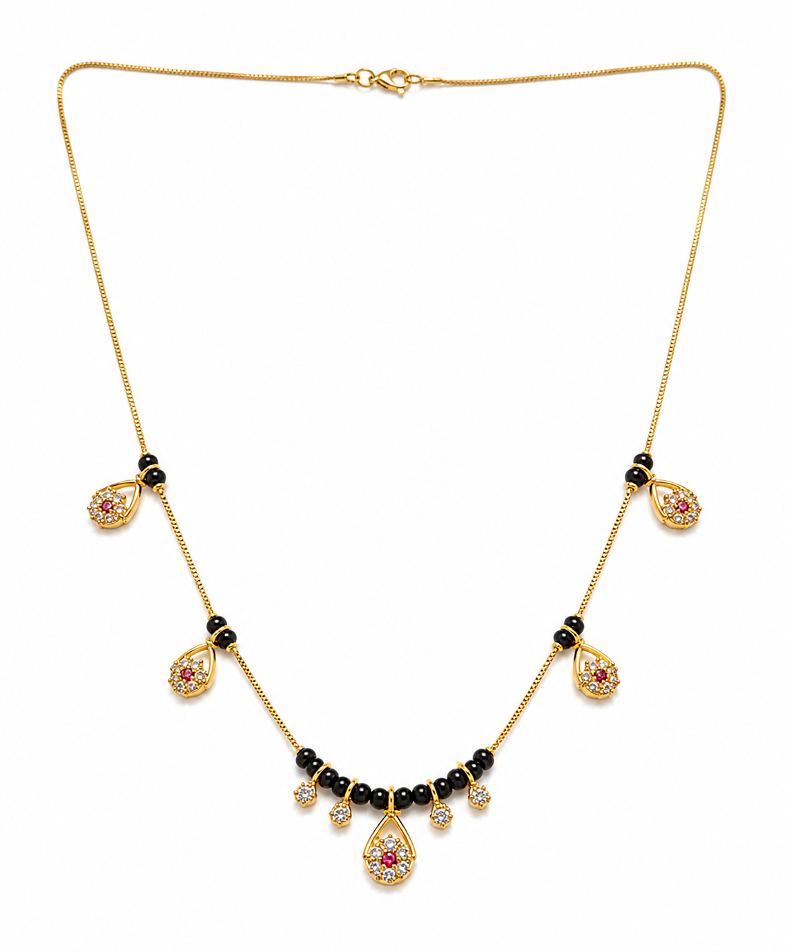 Black Bead Drop Necklace