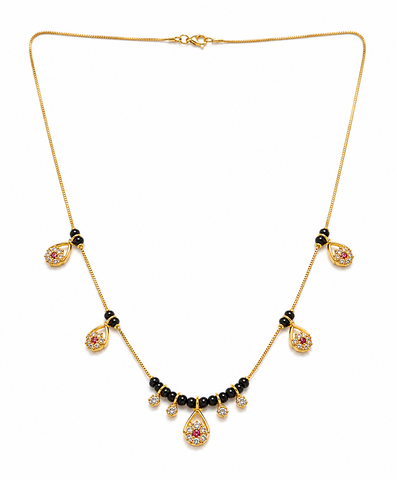 Black Bead Drop Necklace