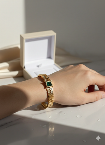 Emerald green gold plated bracelets