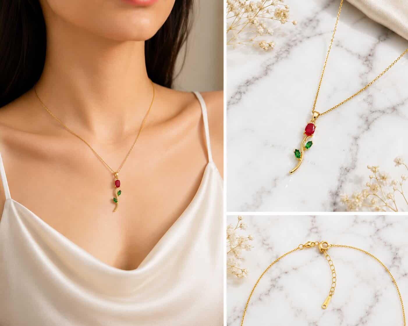 Elegant Rose Pendant Necklace