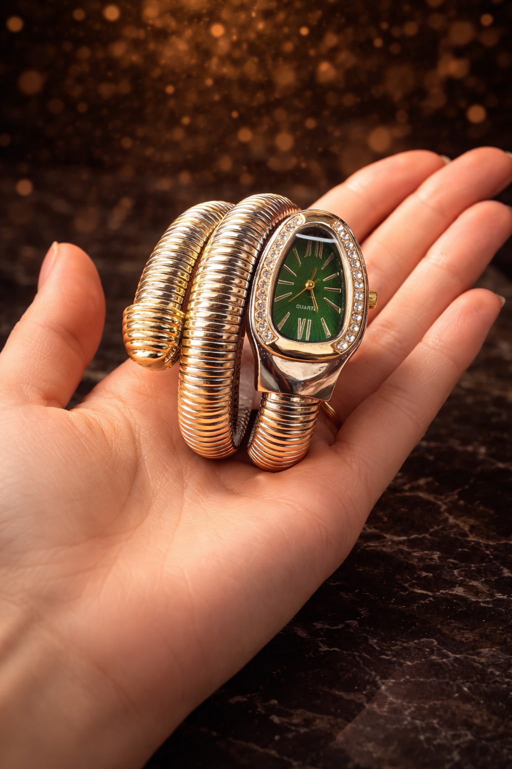 Golden Serpent Coil Watch – Timeless Luxury Edition