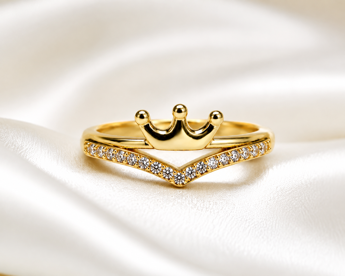 Royal Crown V-Shaped Sparkle Ring