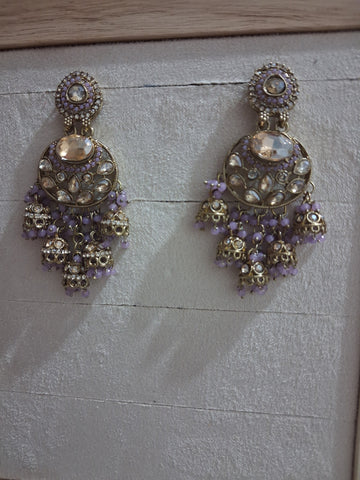 Anshu Aura Designer Kundan Jhumka Earrings with Premium Stone & Bead Work (Multiple Colors)