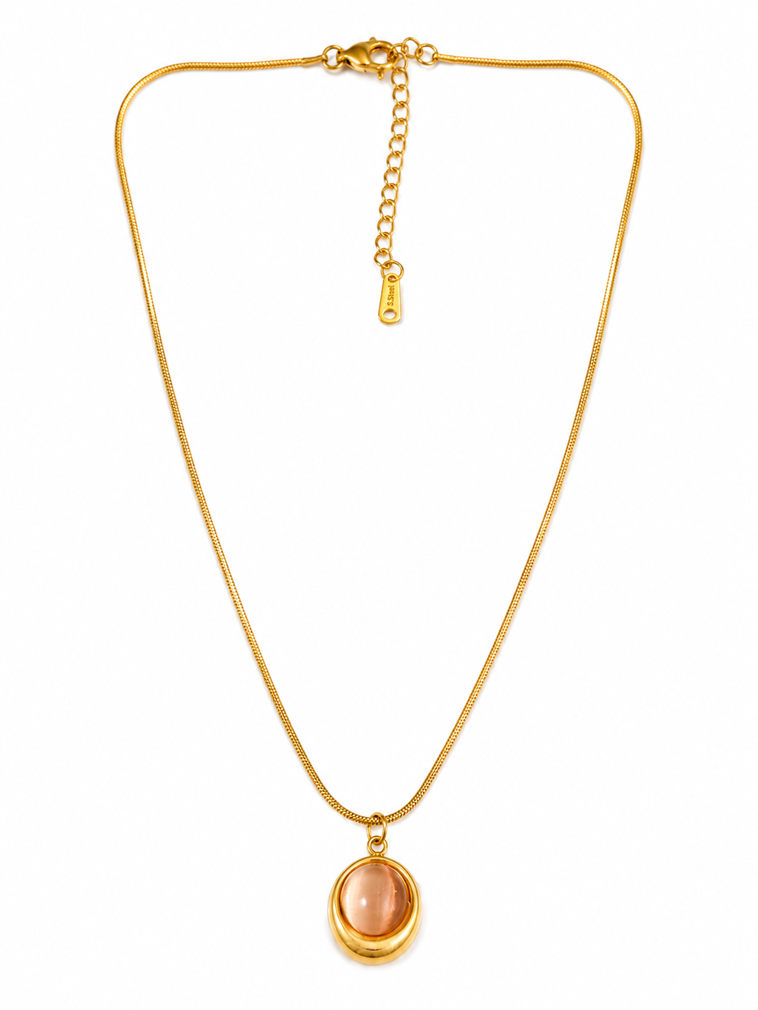 Peach Cat Eye Stone Gold