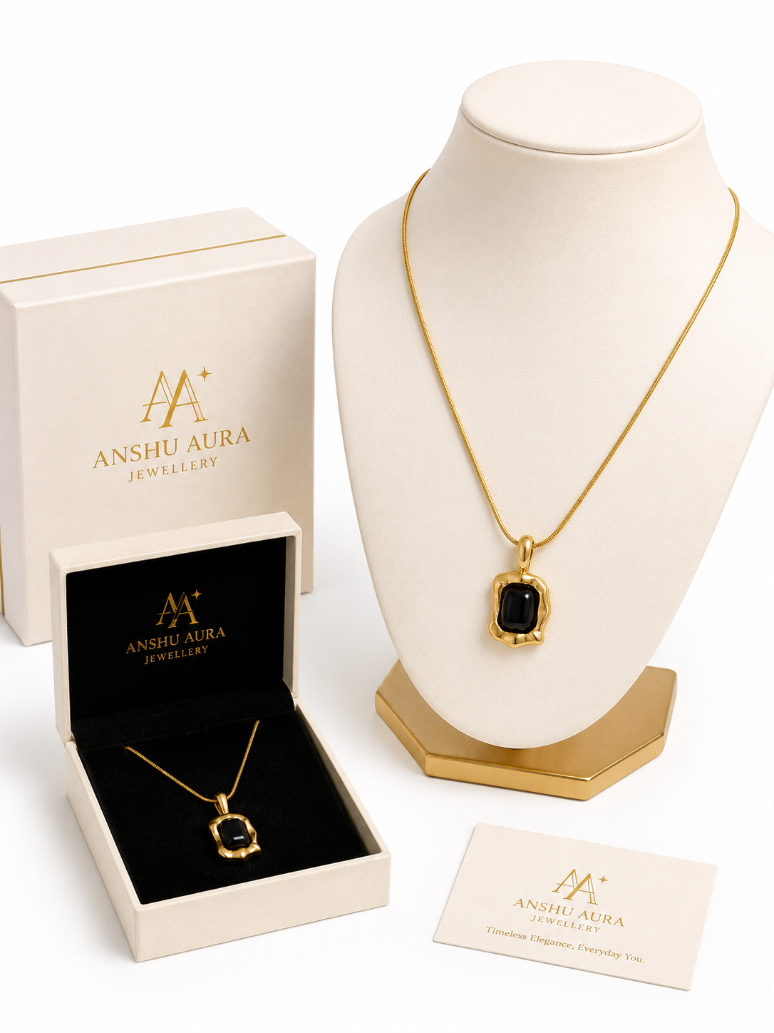 Black Onyx Gold Pendant