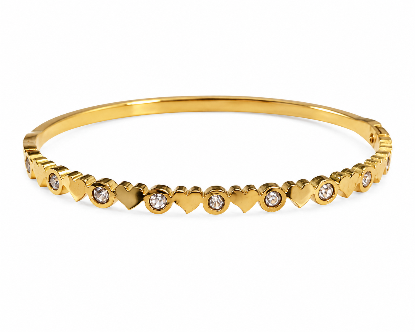 Heart & Sparkle Gold-Tone Bangle