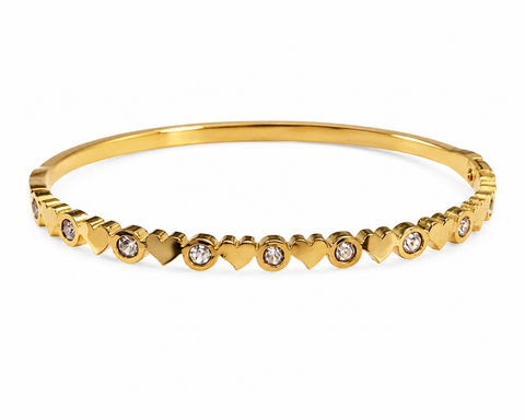 Heart & Sparkle Gold-Tone Bangle