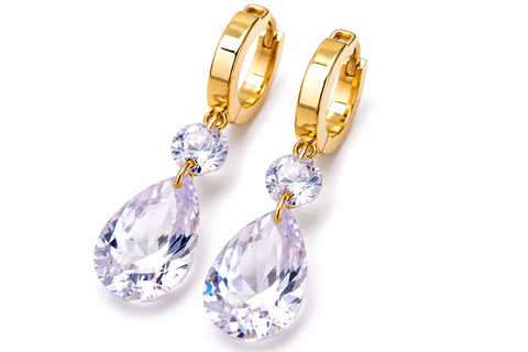 Crystal Drop Hoop Earrings