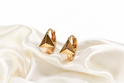 Triangle Stone Hoop Earrings