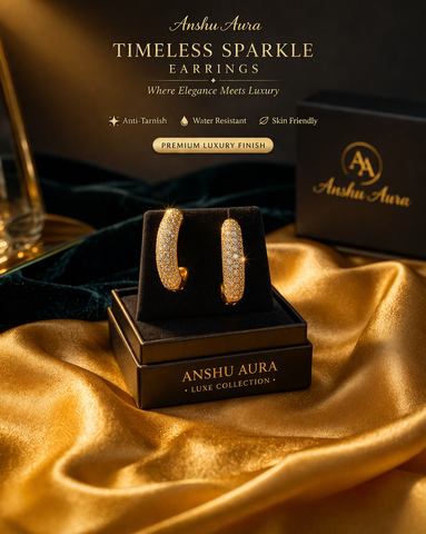 Anshuaura Divine Harmony – Premium Diamond-Studded Hoop Earrings