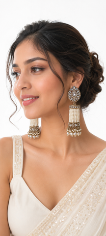 Pearl Tassel Jhumka Earrings