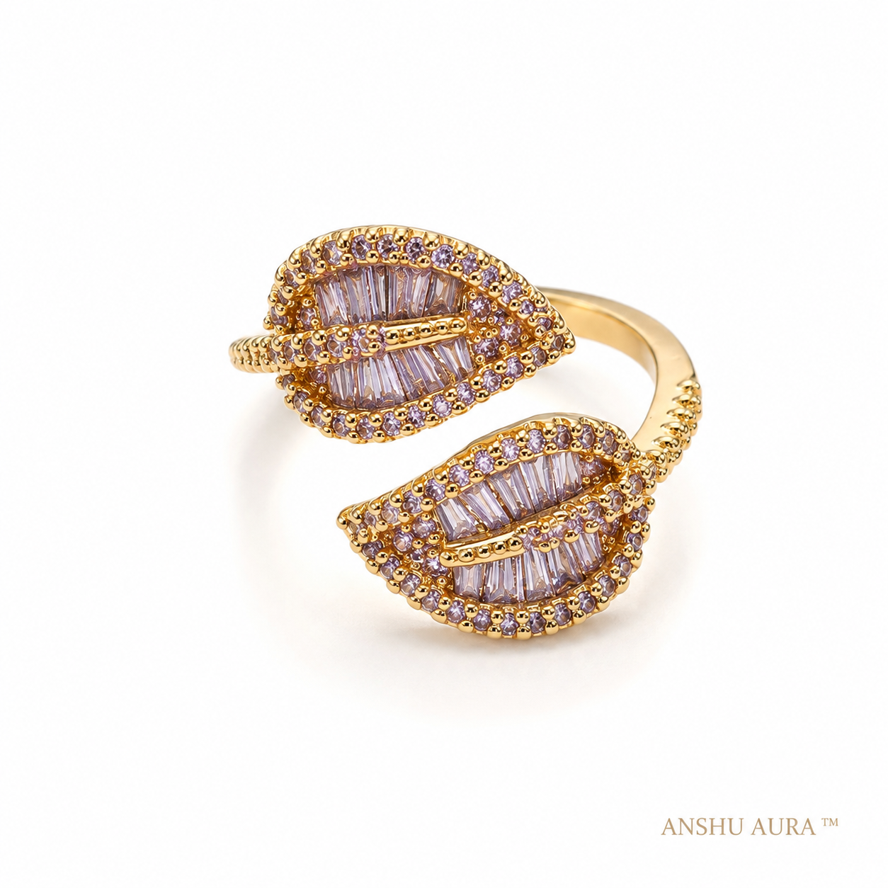 Luxe Lavender Leaf Open Ring