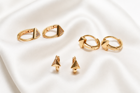 Triangle Stone Hoop Earrings