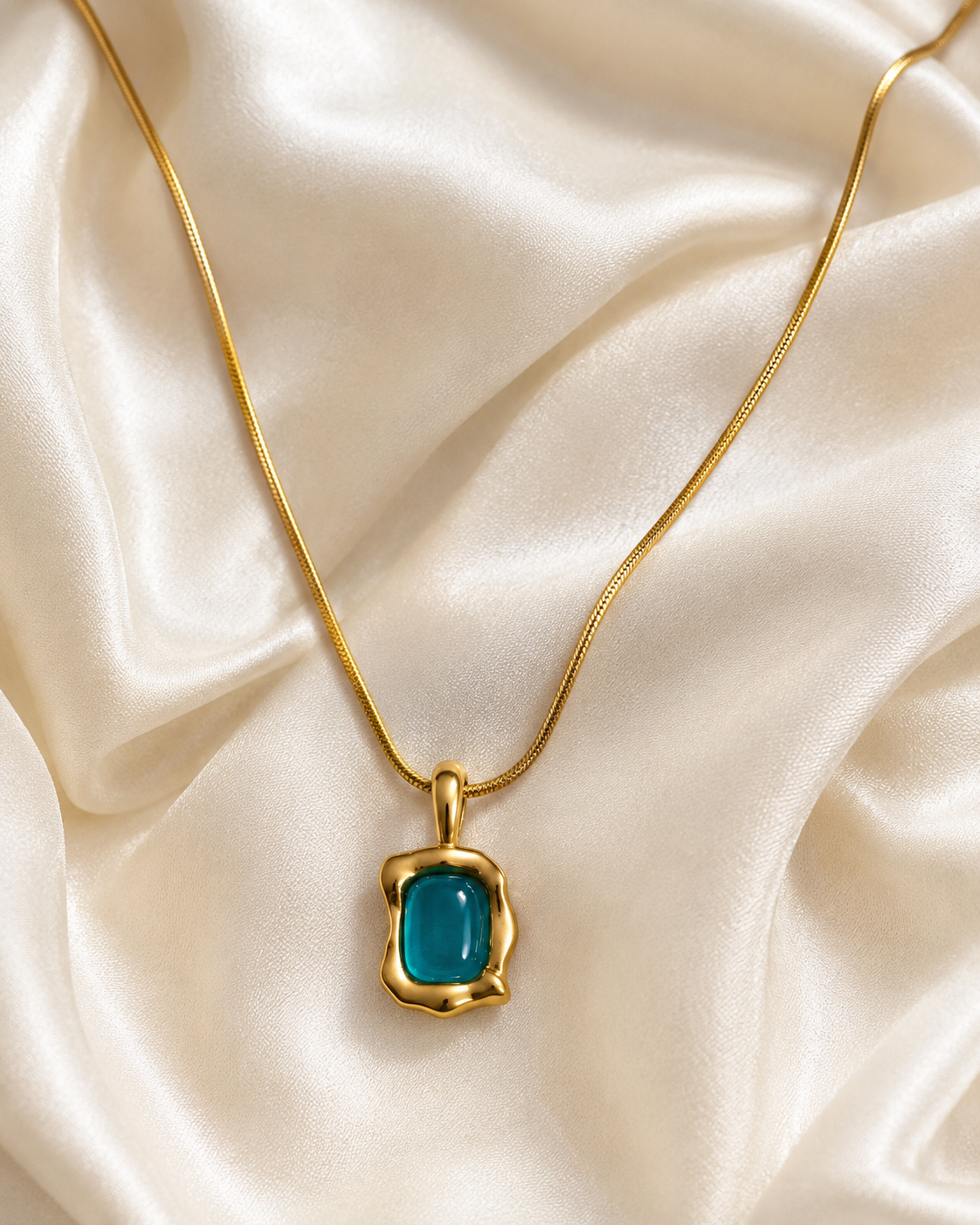 Turquoise Blue Stone Gold-Plated