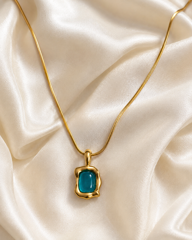Turquoise Blue Stone Gold-Plated