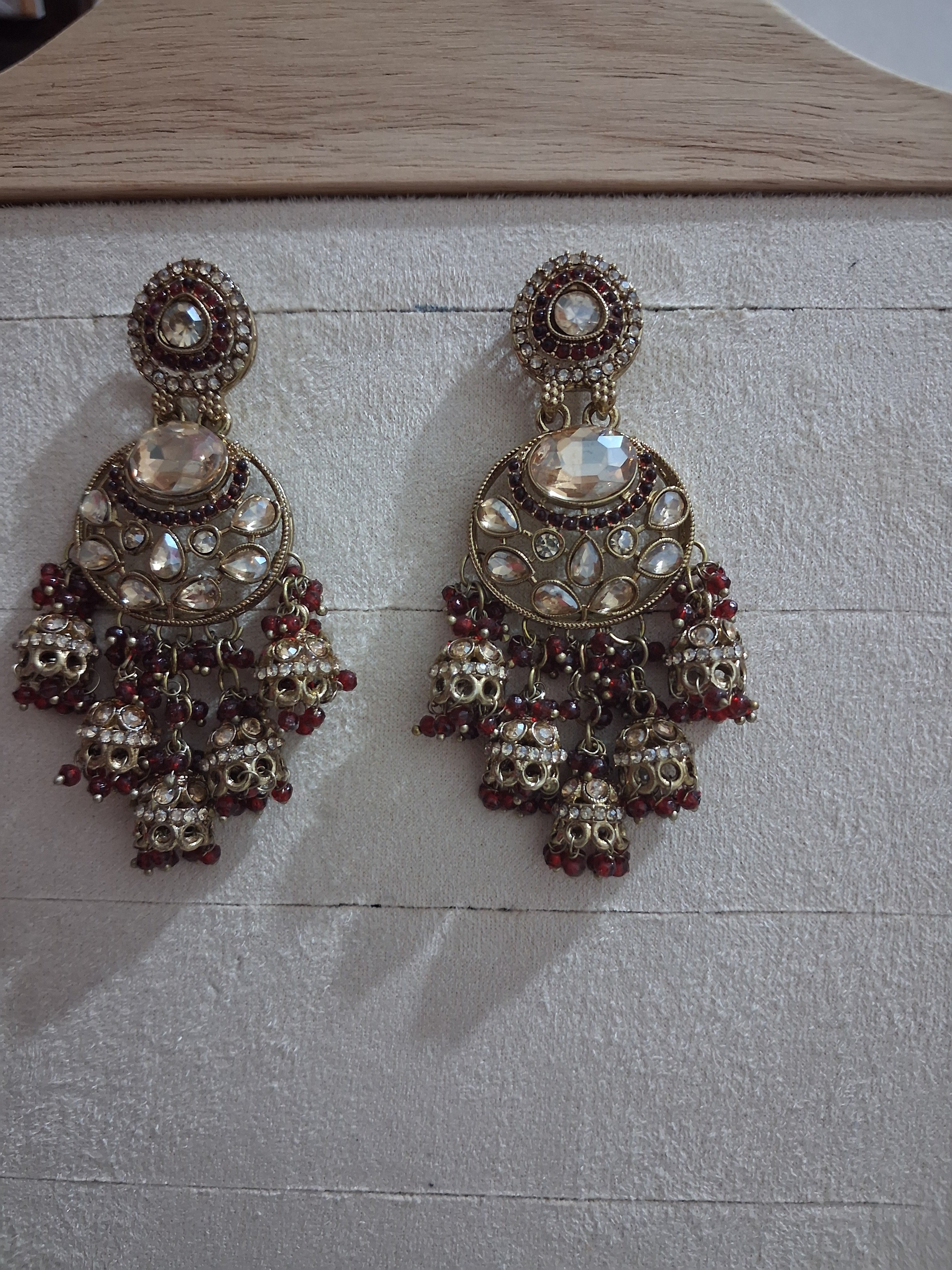 Anshu Aura Designer Kundan Jhumka Earrings with Premium Stone & Bead Work (Multiple Colors)