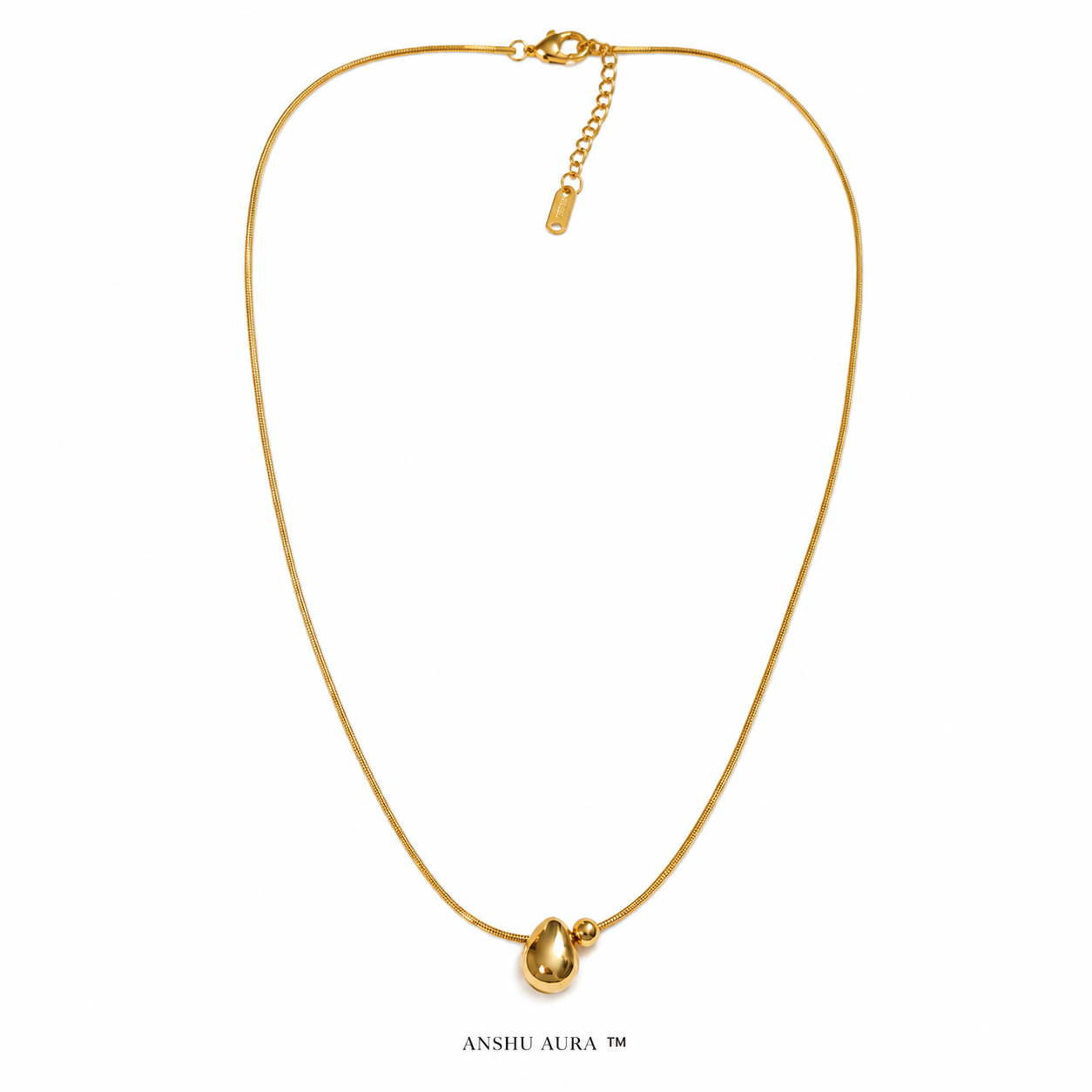 Teardrop Elegance Gold Pendant Necklace