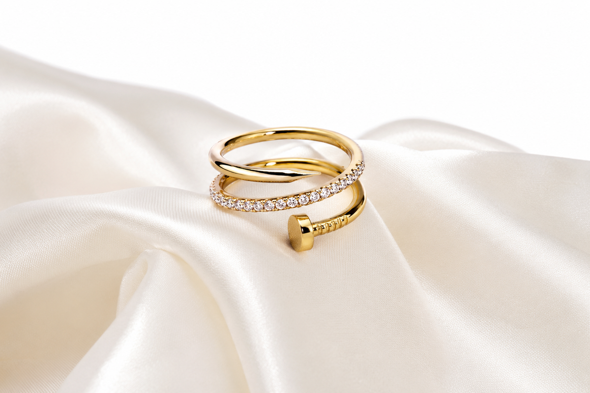 Elegant Crystal Spiral Adjustable Ring