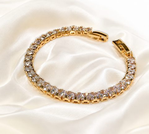 Luxury Gold-Tone Crystal Tennis Bracelet