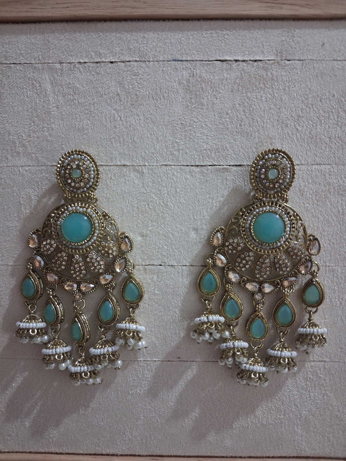 Royal Bahubali Kundan Chandbali Earrings with Triple Jhumki Drops