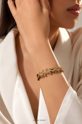 Celeste Zigzag Crystal Gold Bracelet