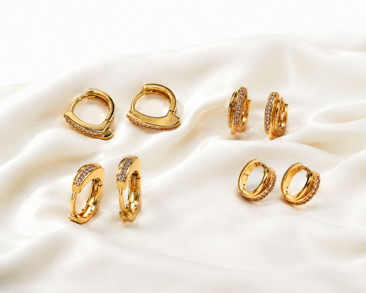 Elegant Pavé Gold Hoop Earrings