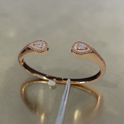 Elegance Pear-Cut Rose Gold Open Cuff Bangle – Anshu Aura Signature Collection