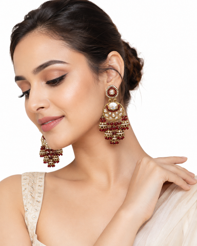 Royal Ruby Crystal Chandbali Jhumka