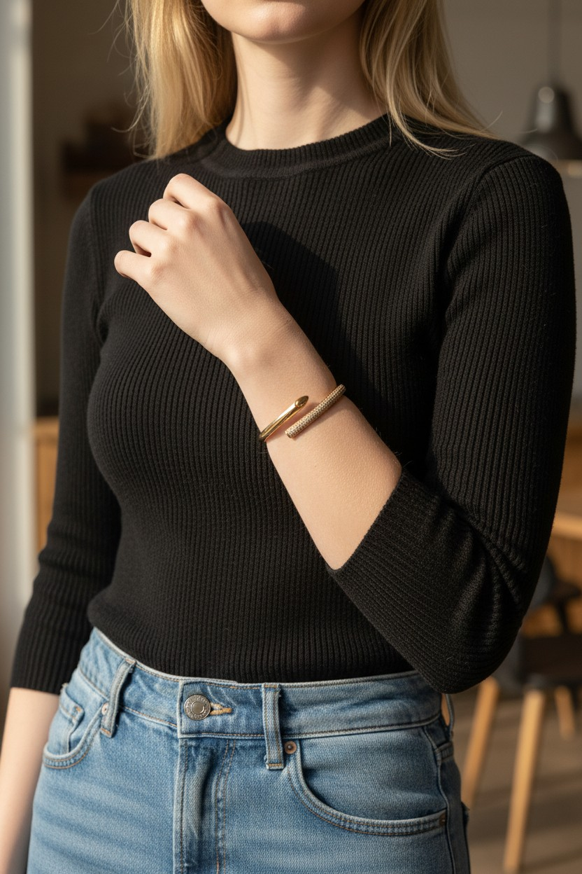 Rose Gold Serpent-Style Bypass Bangle