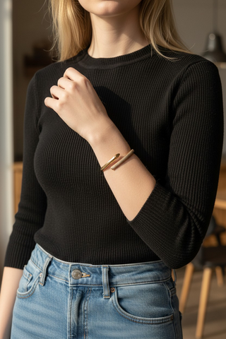 Rose Gold Serpent-Style Bypass Bangle