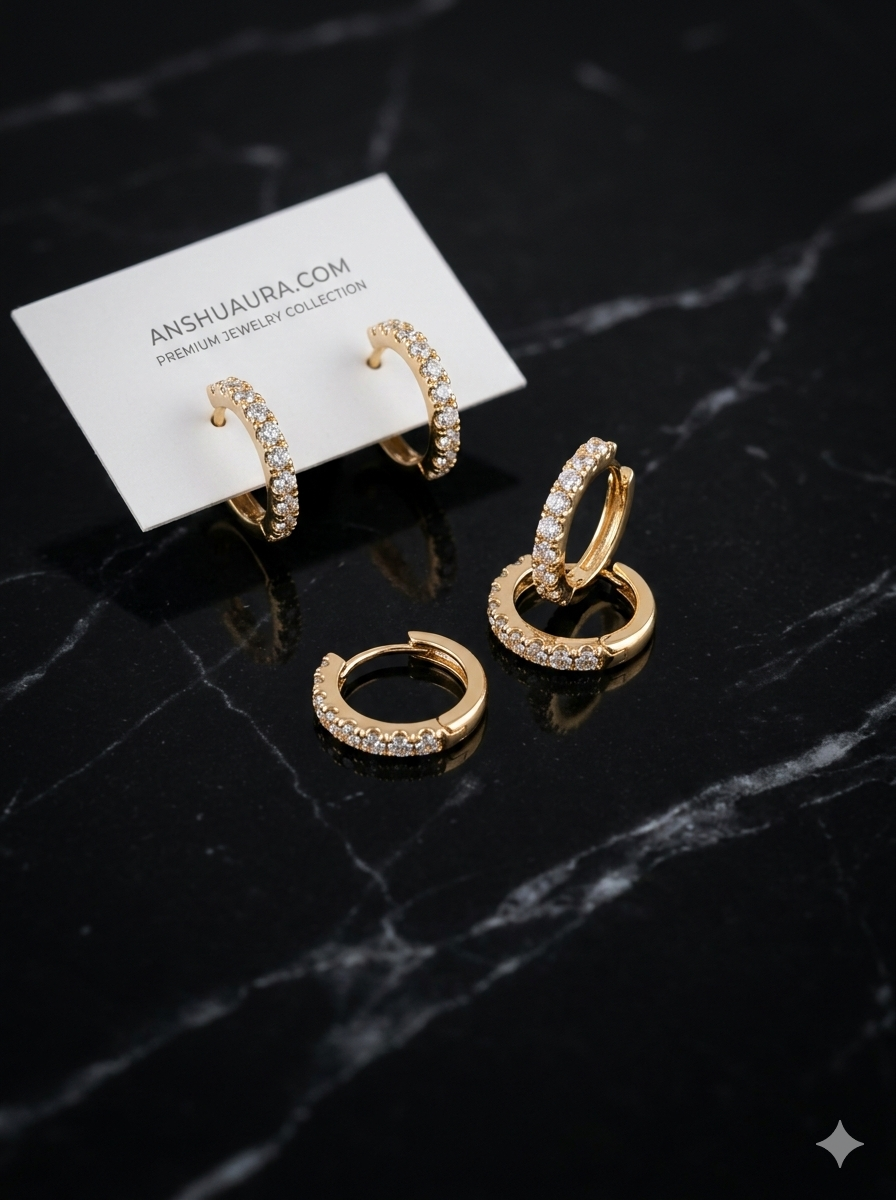 Everlasting Shine Crystal Hoops - Anshu Aura Signature Collection