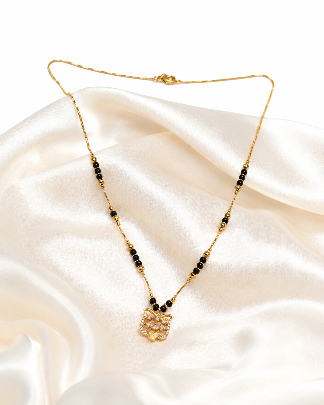 Elegant Black Beaded Gold Mangalsutra