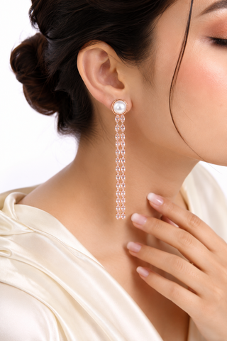 Rose Pearl Tassel Earrings