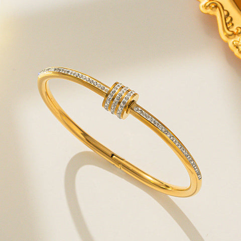 Premium gold plated crystal studded cylinder bracelets