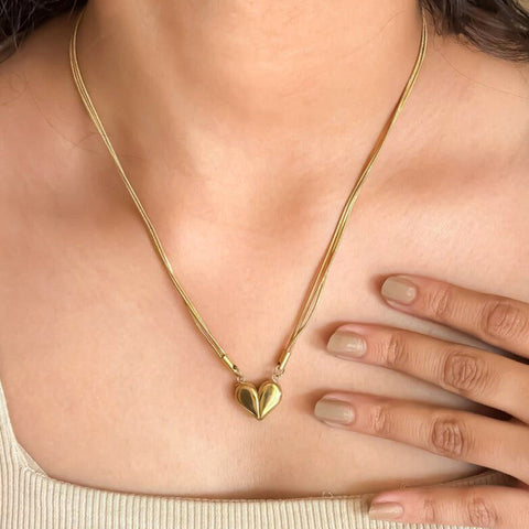 Magnetic Eternal Heart Pendant Necklace - Anti-Tarnish Multi-Strand Luxury Wear