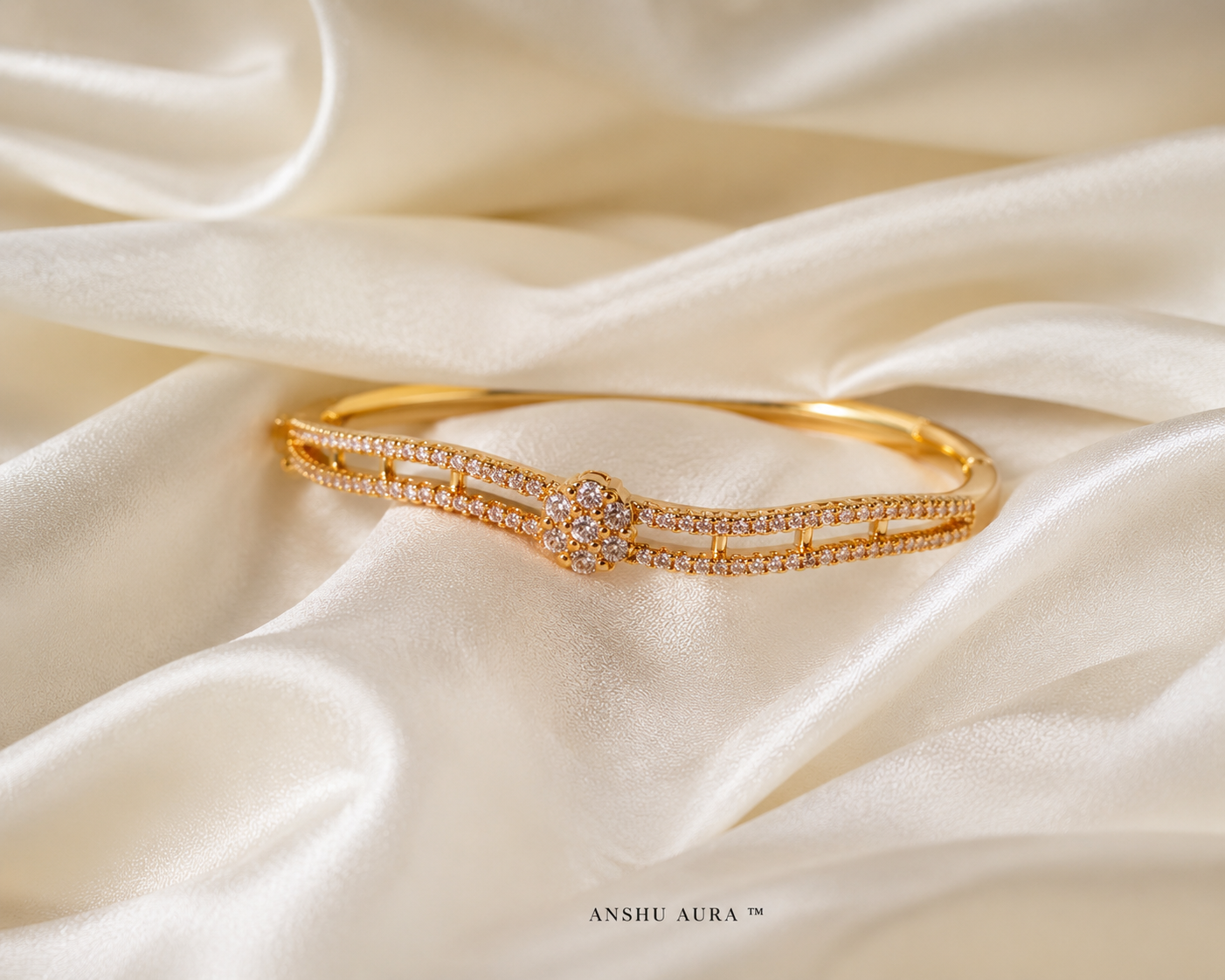 Floral Sparkle Gold-Plated Premium Bracelet