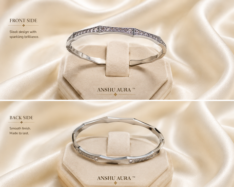 Celestial Spark Silver Crystal Bangle