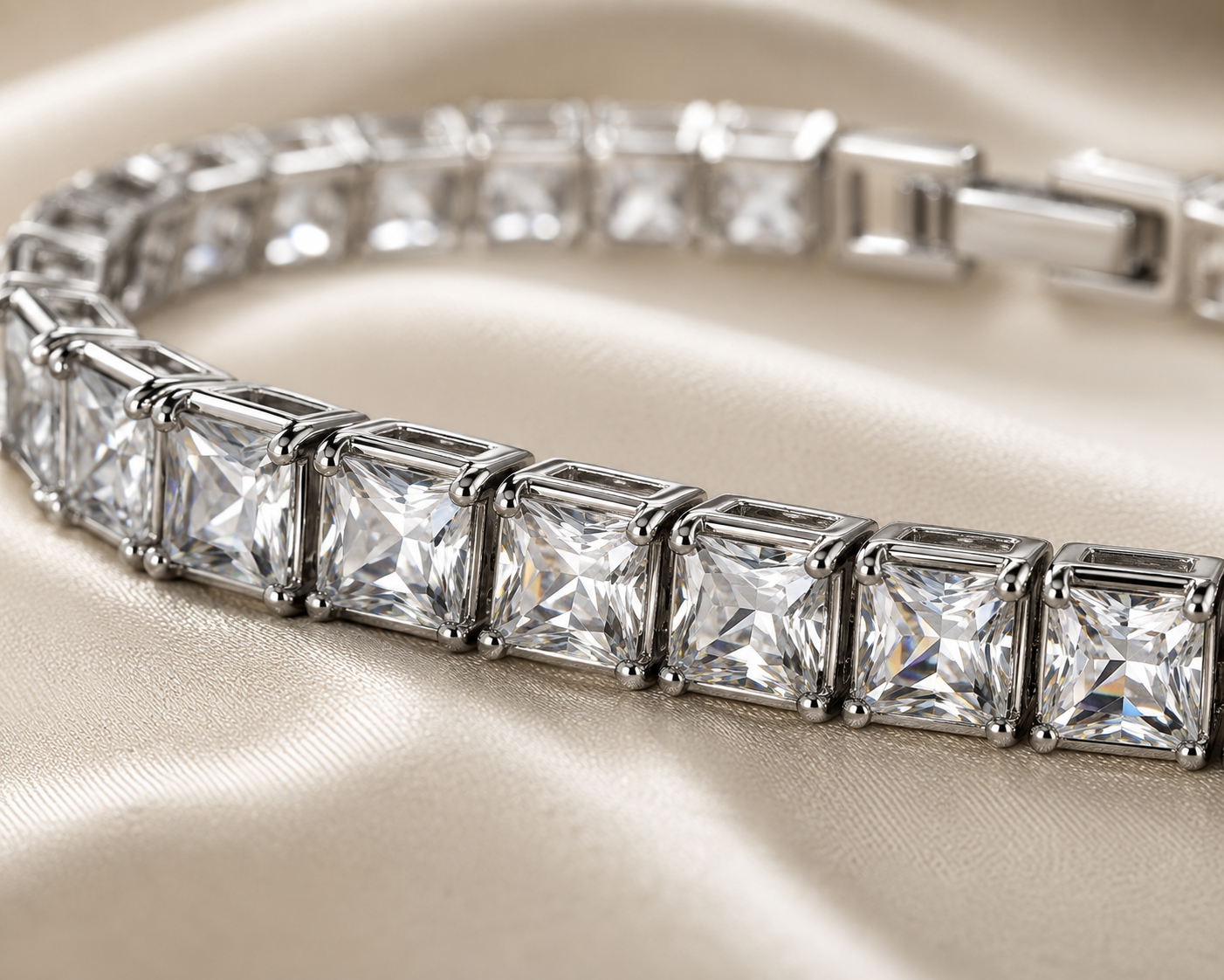 Iced Princess Cut Tennis Bracelet | Premium Stainless Steel | Unisex